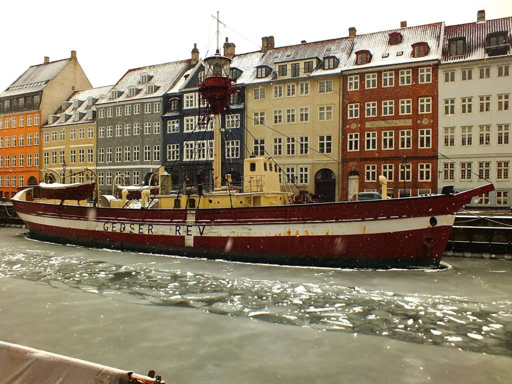 Kışın Nyhavn XVII Gedser Rev Lightvessel