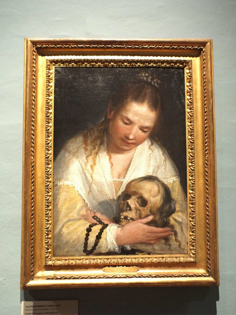Kopenhag Devlet Sanat Müzesi Women Contemplating a Skull 1552 Alessandro Cossalini