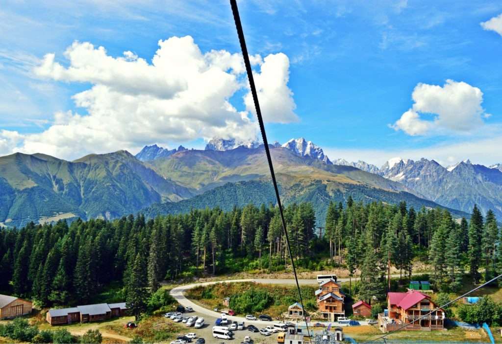 Mestia ski lift climbing to Hatsvali