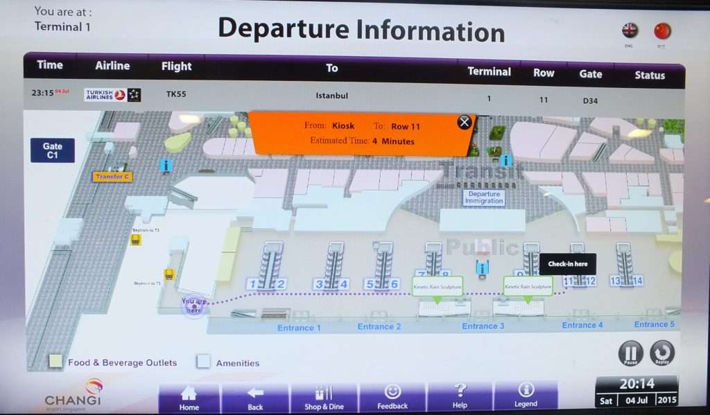 Changi Havaalanı Yolcu Bilgilendirme Makinaları