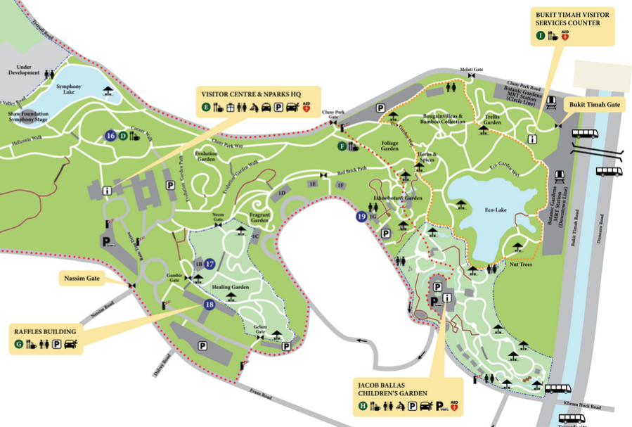 Singapur Botanik Bahçeleri (Singapore Botanic Gardens) Haritası (Kuzey)