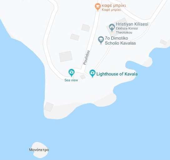 Kavala Deniz Feneri ve Çevresi Haritası