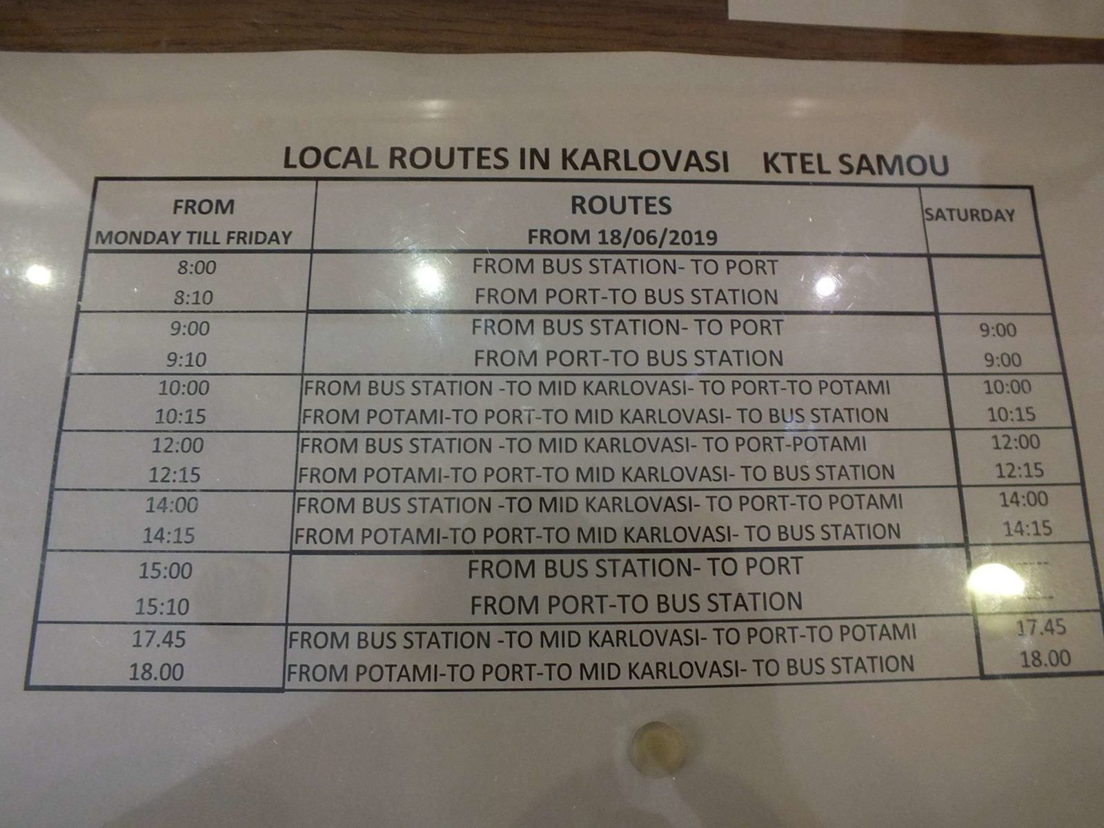 Karlovasi-Potami Beach Otobüs Saatleri